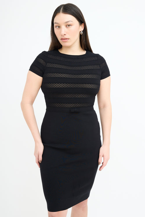 Valentino Black Eyelet Knit Mini Dress