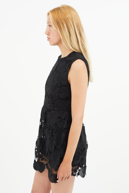 Red Valentino Black Floral Lace Sleeveless Romper