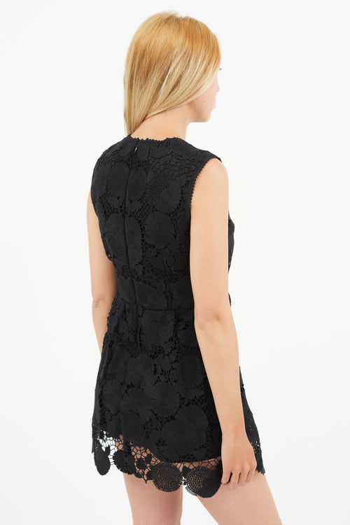 Red Valentino Black Floral Lace Sleeveless Romper