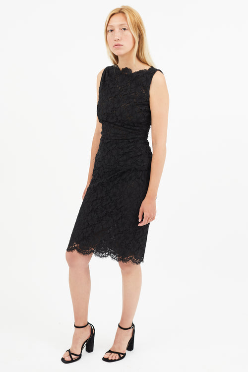 Valentino Black Eyelet Lace Ruched Top 
Skirt Co-Ord Set