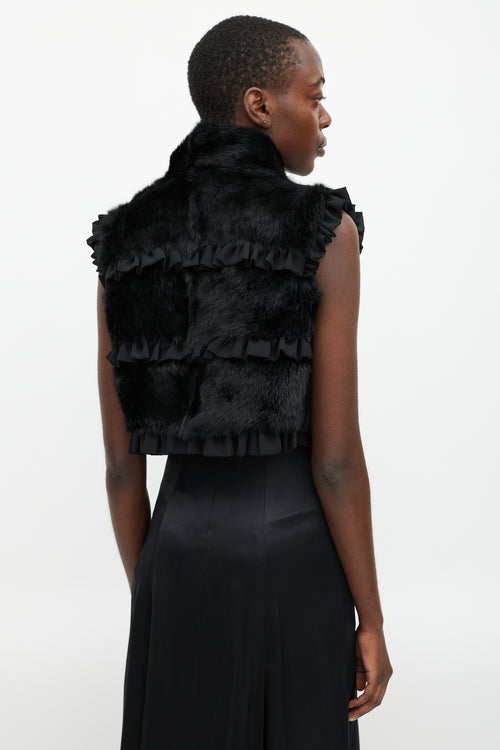 Red Valentino Black Fur Ruffled Vest