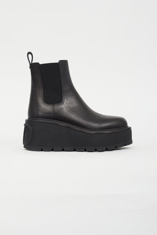 Valentino Black Garavani Leather Chelsea Boot