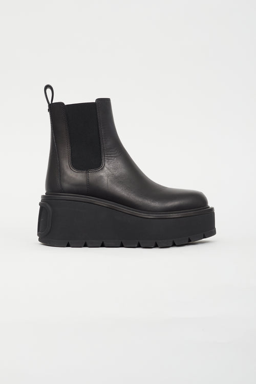 Valentino Black Garavani Leather Chelsea Boot