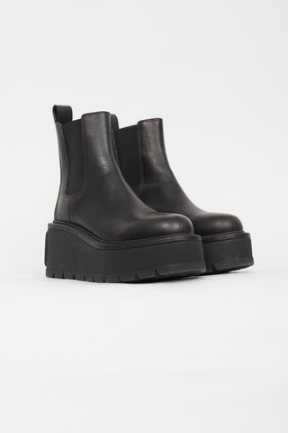 Valentino Black Garavani Leather Chelsea Boot