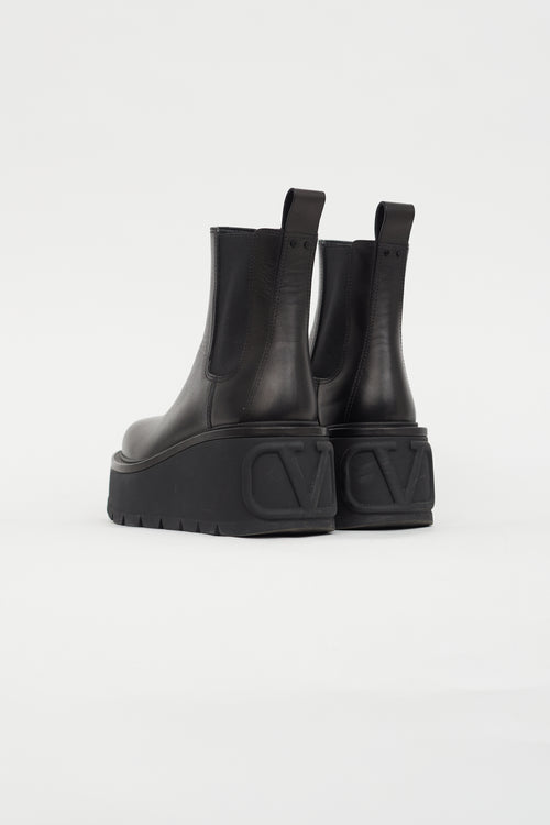 Valentino Black Garavani Leather Chelsea Boot