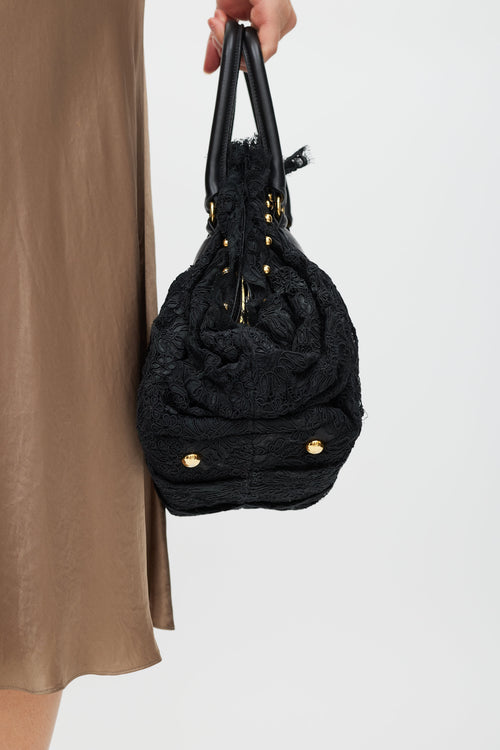 Valentino Black 
Gold Lace Bag