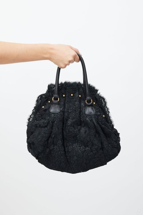 Valentino Black 
Gold Lace Bag