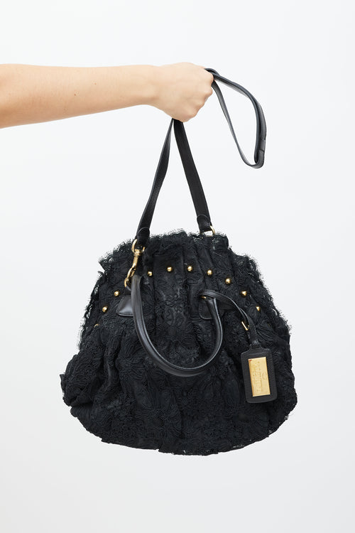 Valentino Black 
Gold Lace Bag