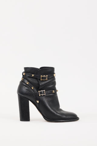 Valentino Black 
Gold Leather Rockstud Boots