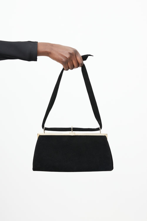 Valentino Black 
Gold Suede Knotted Bag