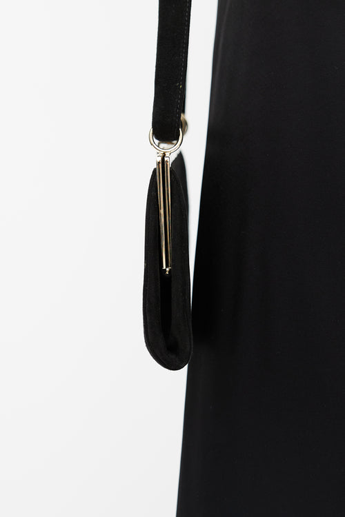 Valentino Black 
Gold Suede Knotted Bag