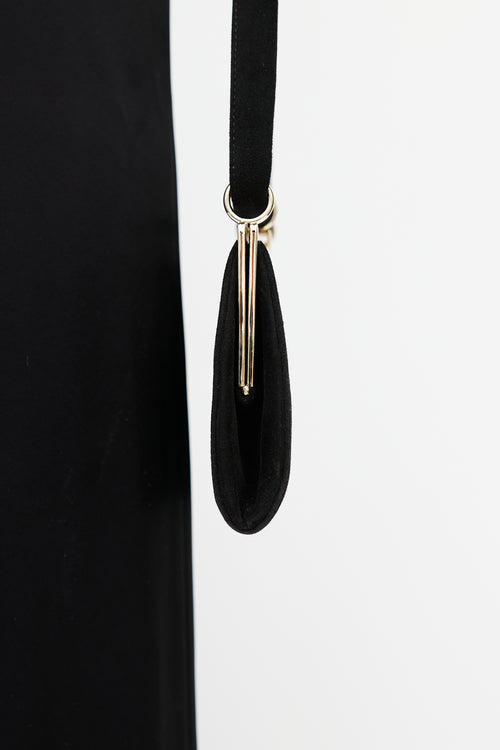 Valentino Black 
Gold Suede Knotted Bag