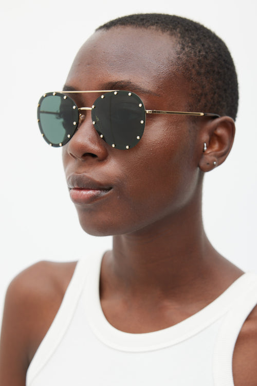 Valentino Black 
Gold VA2013 Jewel Sunglasses