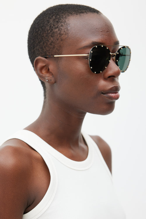 Valentino Black 
Gold VA2013 Jewel Sunglasses