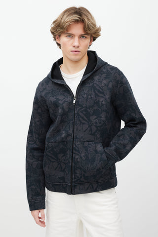 Valentino Black 
Grey Butterfly Print Zip Up Hoodie