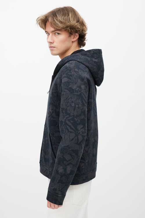 Valentino Black 
Grey Butterfly Print Zip Up Hoodie