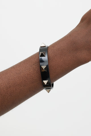 Valentino Black 
Gunmetal Rockstud Bracelet