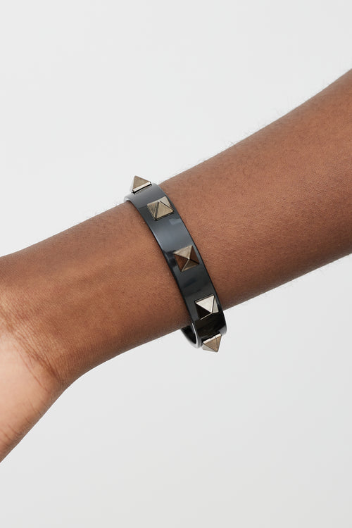 Valentino Black 
Gunmetal Rockstud Bracelet