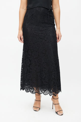 Valentino Black Lace Maxi Skirt