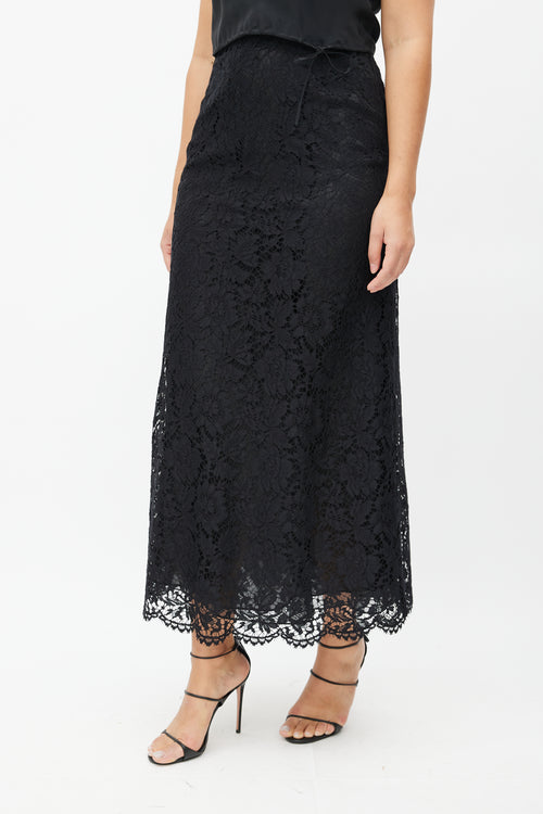 Valentino Black Lace Maxi Skirt