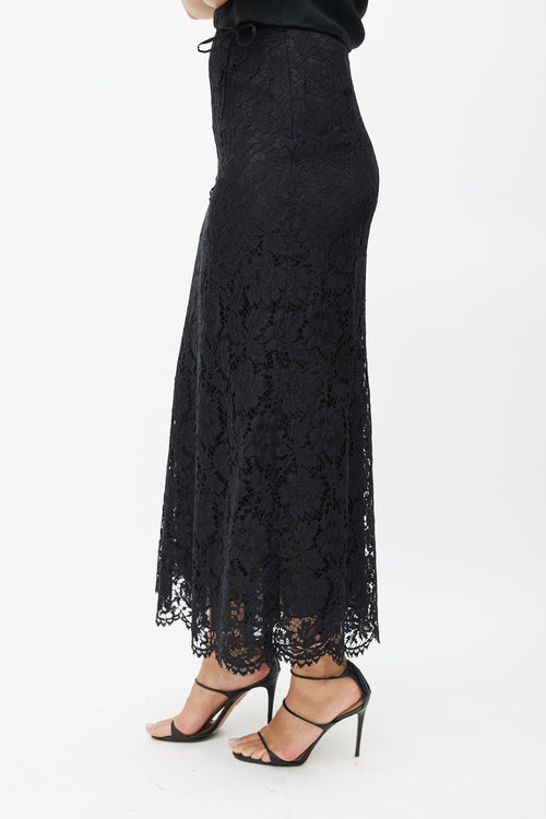 Valentino Black Lace Maxi Skirt