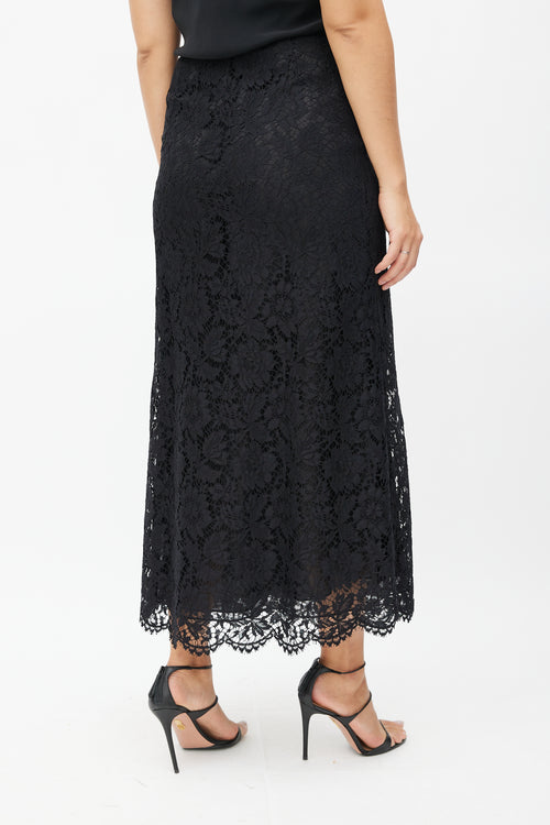 Valentino Black Lace Maxi Skirt