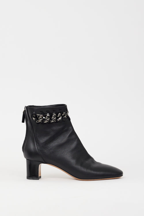 Valentino Black Leather 
Chain Cutout Boot