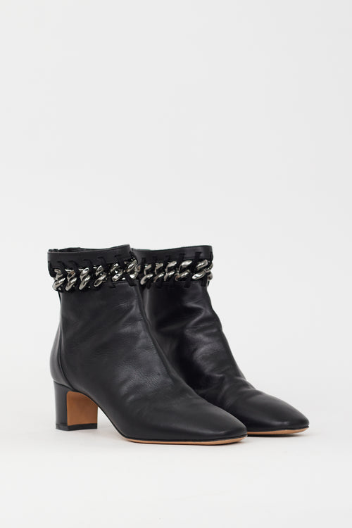 Valentino Black Leather 
Chain Cutout Boot