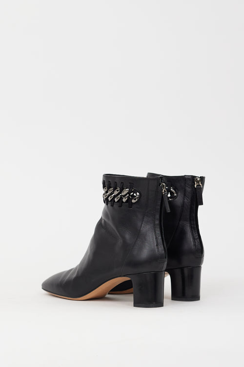 Valentino Black Leather 
Chain Cutout Boot