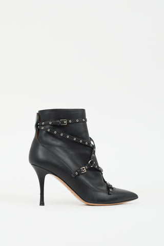 Valentino Black Leather Love Latch Harness Boot