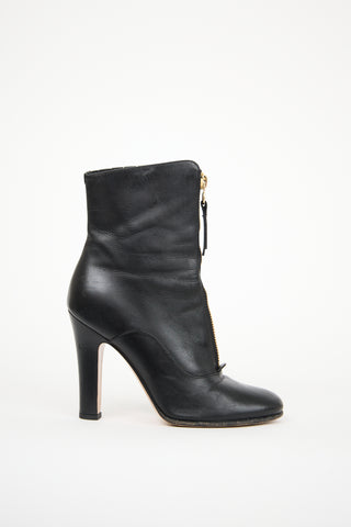 Valentino Black Leather Rebelle Heeled Boot