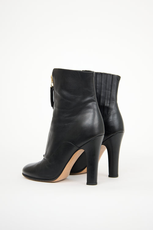 Valentino Black Leather Rebelle Heeled Boot