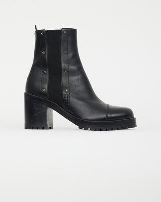 Valentino Black Leather Rockstud Chelsea Boot