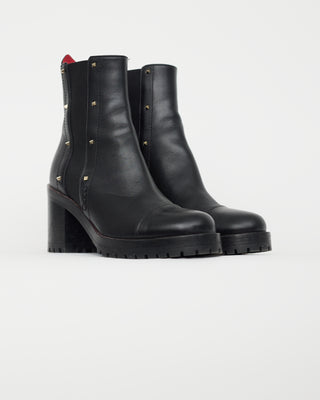 Valentino Black Leather Rockstud Chelsea Boot