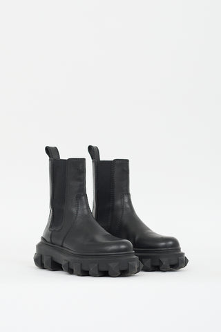 Valentino Black Leather Trackstud Beatle Boot