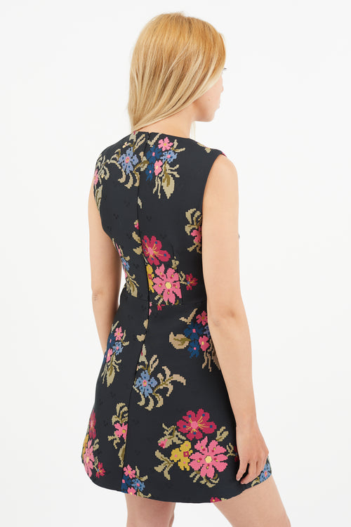 Red Valentino Black 
Multi Floral Embroidered Dress