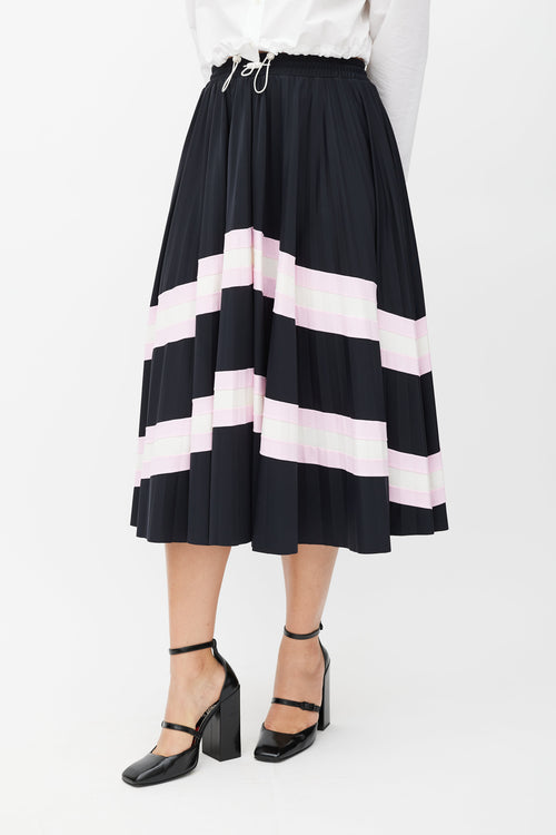 Valentino Black 
Multicolour Stripe Pleated Skirt