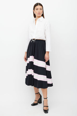 Valentino Black 
Multicolour Stripe Pleated Skirt