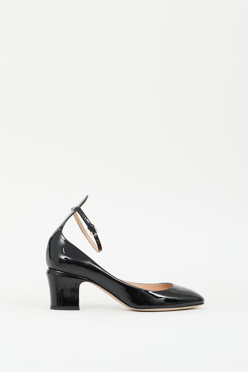 Valentino Black Patent Ankle Strap Pump