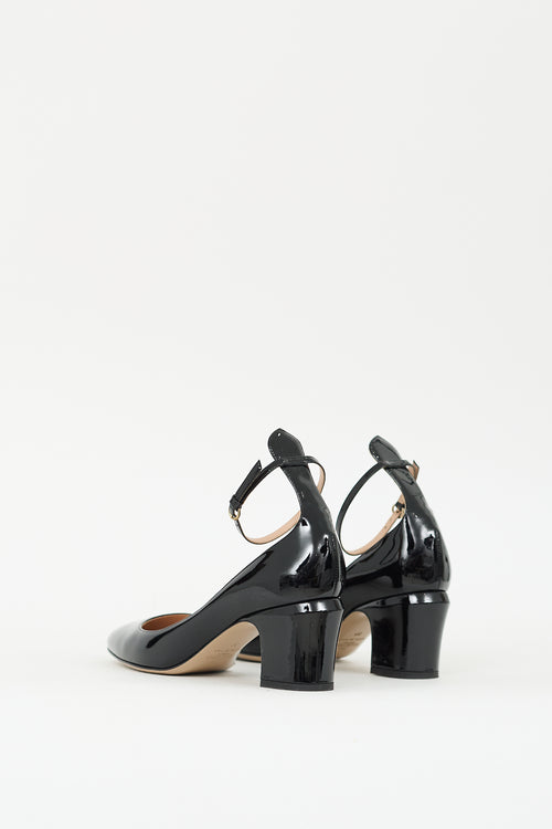 Valentino Black Patent Ankle Strap Pump