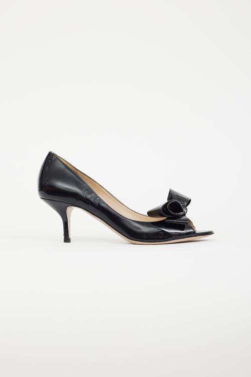 Valentino Black Patent Leather Bow Pump