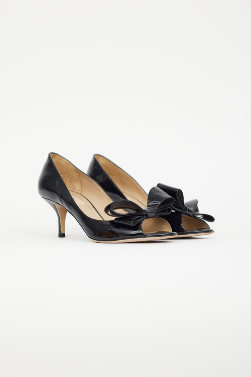 Valentino Black Patent Leather Bow Pump