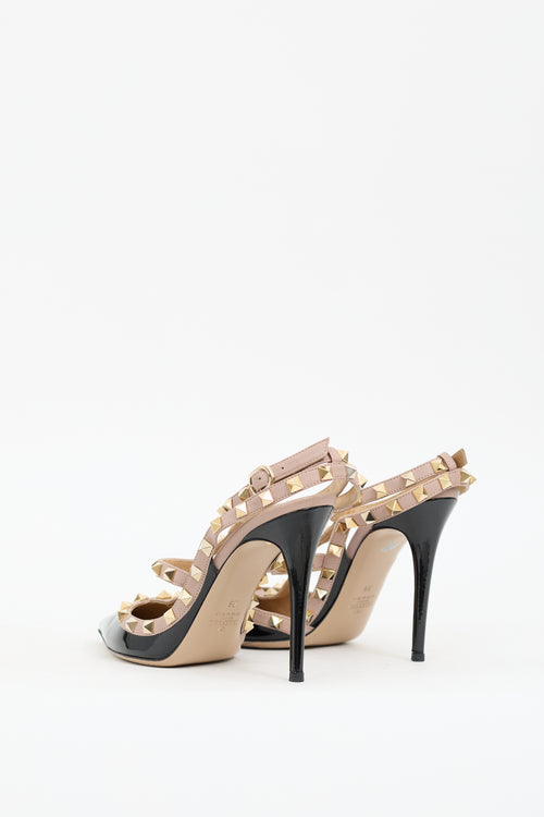 Valentino Black Patent Rockstud Caged Pump