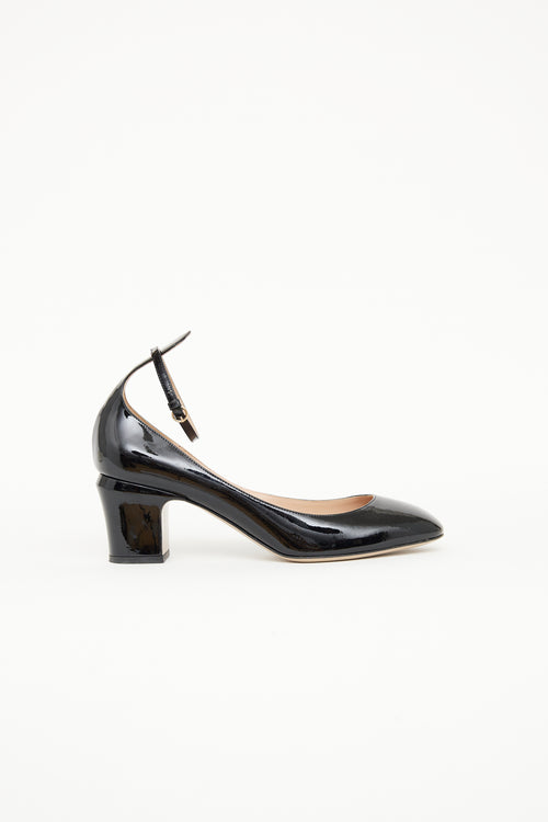 Valentino Black Patent Ankle Strap Pump