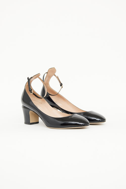 Valentino Black Patent Ankle Strap Pump