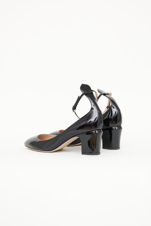 Valentino Black Patent Ankle Strap Pump