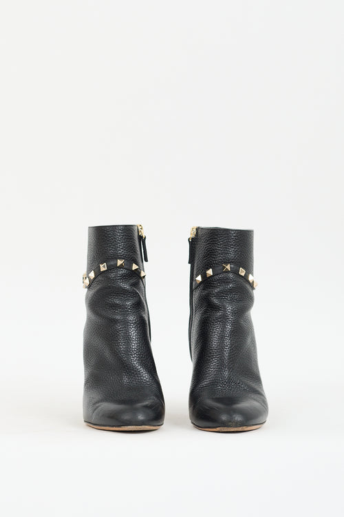 Black Leather 
Gold Rockstud Boot