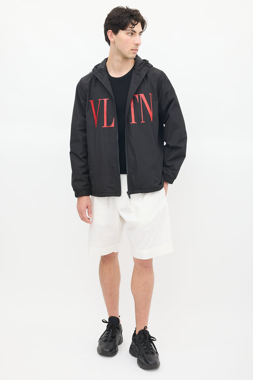 Valentino Black 
Red VLTN Logo Windbreaker Jacket