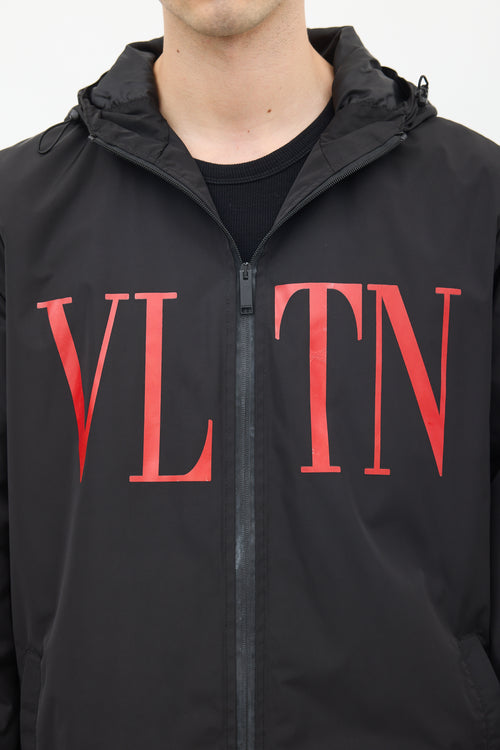 Valentino Black 
Red VLTN Logo Windbreaker Jacket