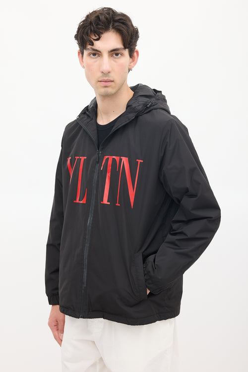 Valentino Black 
Red VLTN Logo Windbreaker Jacket